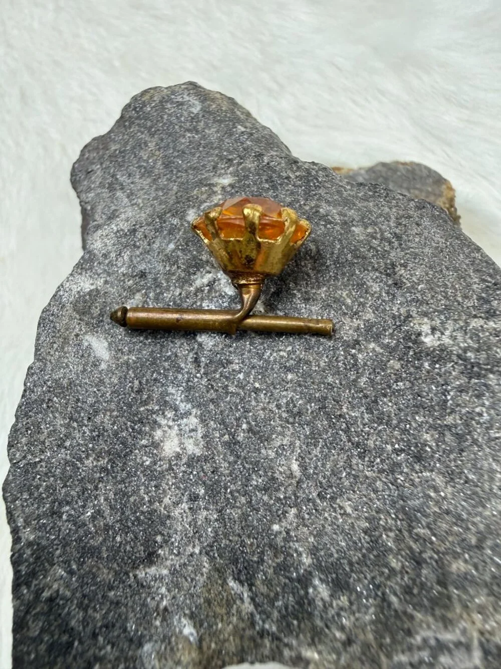 Single Antique Topaz Glass Rhinestone Button Stud Shirt Stud